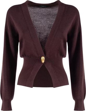 Nenette Gevormde gebreide vest - Dames - Vesten - Bruin - XS - Wol - Truien & Vesten