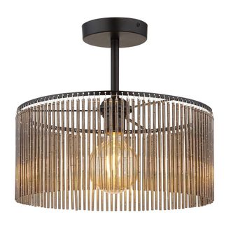 Globo Lighting Plaf&oacute;n - Leeds - Negro - Vidrio - &Oslash; 35cm - E27 - 63080108