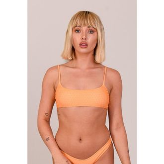 OOSC Tangerine Squeeze Lace up Crop Bikini Top in Orange at Nordstrom, Size Medium