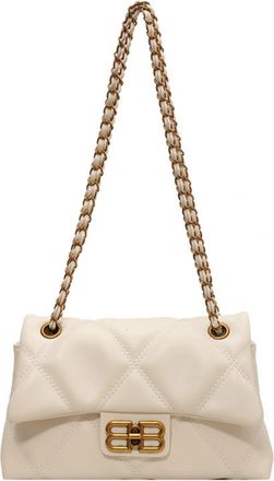 Generic Oblique span bag womens retro rhombus chain bag (White,A)