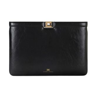 Elisabetta Franchi Clutches, female, Black, Size: ONE SIZE Borsa A Busta Effetto Naplak