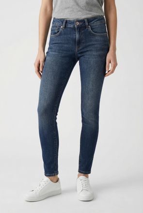 Pepe Jeans London Skinny-fit-Jeans PEPE JEANS SKINNY JEANS LW, Damen, Gr. 25, L&auml;nge 30, mid blau, Denim/Jeans, Obermaterial: 99% Baumwolle, 1% Elasthan, skinny fit lang