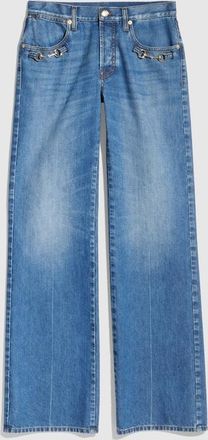 Gucci Bootcut Cotton Denim Pants With Horsebit, Blue