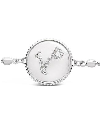 Sterling Forever Silver Cz Pisces Disc Bolo Bracelet
