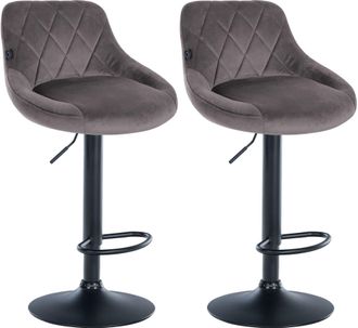 Clp Clp - Set De 2 Taburetes Lazio En Terciopelo Gris Negro