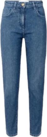 Elisabetta Franchi Glitterende Pailletten Denim Slim Fit Broek - Dames - Slim Fit Jeans - Blauw - W29 - Denim - Jeans