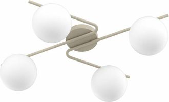 Top-Light Plafoniera moderna top light holly 1201 4 e27 led lampada soffitto parete sfere vetro, finitura metallo sabbia