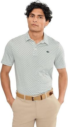 Lacoste Regular Fit Printed Golf Polo Shirt Mens Clothing White/Green : 7 (2XL), Elastane/Polyester