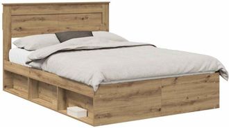 vidaXL Estructura De Cama Con Cabecera Roble Artesanal 150 X 200 Cm Vidaxl