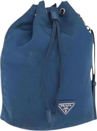 Prada Pre-owned Bucket Bags, female, Blue, Size: ONE SIZE Pre-owned Nylon Bucket Bag