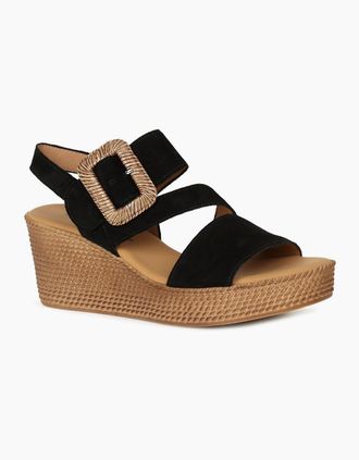 Gabor Womens Embrace Womens Wedge Sandal - Black - Size: 5.5