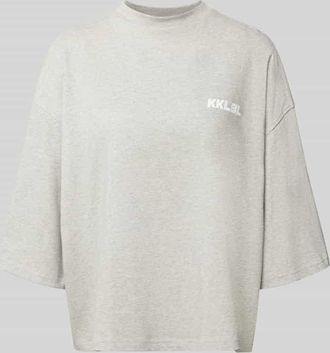 Karo Kauer Oversized T-Shirt mit Rundhalsausschnitt in Hellgrau Melange, Gr&ouml;&szlig;e XL