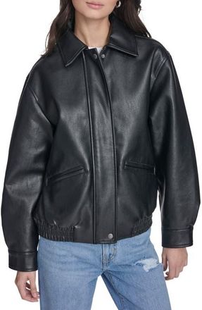 Levi's Relaxed Faux Leather Bomber Jacket in Black at Nordstrom, Size X-Small