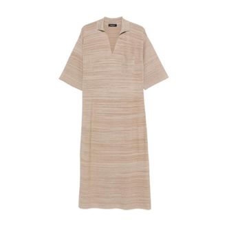 Fabiana Filippi Striped V-neck Polo Midi Dress