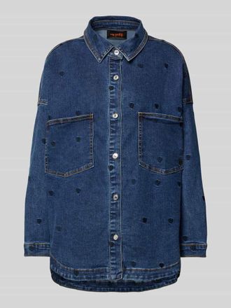 Miss Goodlife Relaxed Fit Jeansbluse mit Stitchings in Jeansblau, Gr&ouml;&szlig;e L