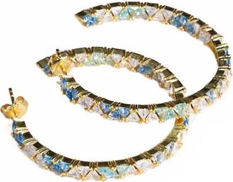 Native Gem Womens Mare Hoops Earrings In Oceans