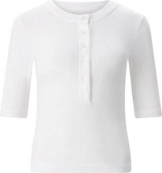 Citizens Of Humanity Geribbelde Top met Lange Mouwen en Knoopsluiting - Dames - Longsleeves - Wit - XS - Katoen - Tops