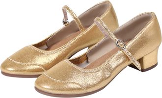 Generic Womens Casual Summer Shoes Soft Sole Breathable Non Slip Thick Heel Round Toe Comfortable Dancing Footwear Lightweight Leisure Design (Gold, 6.5)