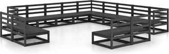 vidaXL Vidaxl - 13 Piece Garden Lounge Set Black Solid Pinewood
