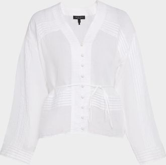 Rag & Bone Viviana Button-Front Ramie Blouse