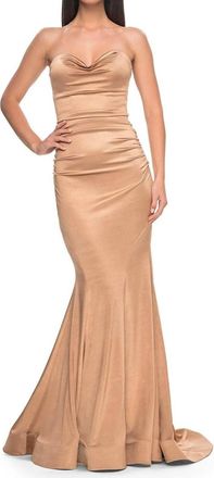 La Femme Sweetheart Prom Gown In Bronze
