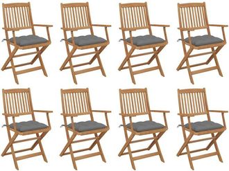 vidaXL Vidaxl - Sillas De Jard&iacute;n Plegables 8 Uds Y Cojines Madera Maciza Acacia