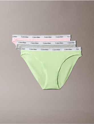 Calvin Klein Womens Icon Logo 3-Pack Bikini - Multi - XS