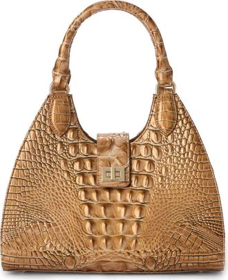 Brahmin Adrian Croc Embossed Leather Shoulder Bag in Driftwood at Nordstrom