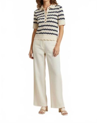 Dear John Denim Araminta Short-Sleeve Polo Collar Sweater In Cream