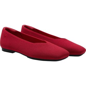 Vivaia Square-Toe Margot V-Cut Flats in Ruby Red at Nordstrom, Size 7.5