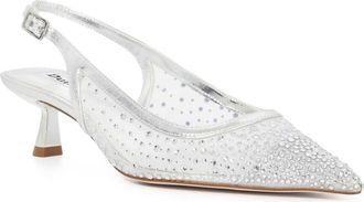 Dune London Ciana Slingback Pointed Toe Kitten Heel Pump in Silver at Nordstrom, Size 6.5Us