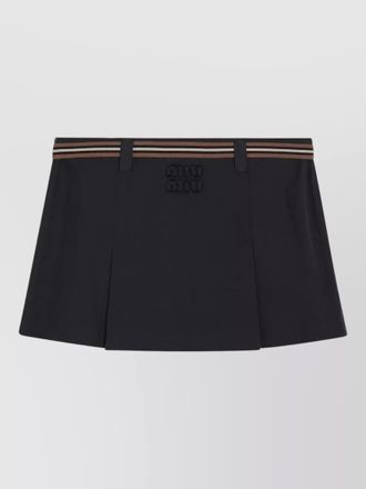 Miu Miu tailored shorts belt loops pleats striped waistband