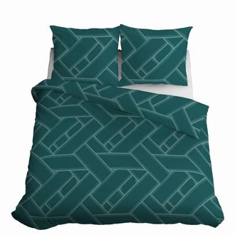 OEM Ropa De Cama De Sat&eacute;n 220x200 Verde Geom&eacute;trico