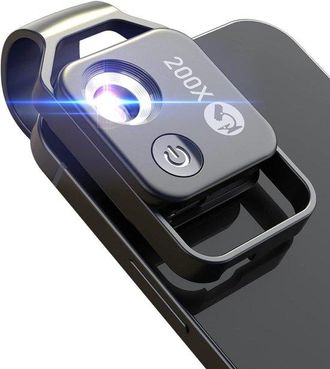No Brand Microscopio Para Tel&eacute;fono Con Lente Cpl, Luz Led, Nanozoom 200x, Accesorio De Microscopio De Bolsillo, Clip Universal, Regalo, Microworld, Ni&ntilde;os Y Adu