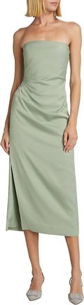 Derek Lam Harriet Strapless Midi Dress In Sage Green
