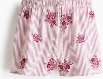 H&M Verzierte Pyjamahose aus Baumwollpopeline - Pink