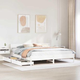 vidaXL Vidaxl - Estructura De Cama Sin Colch&oacute;n Madera Maciza Blanca 200x200 Cm