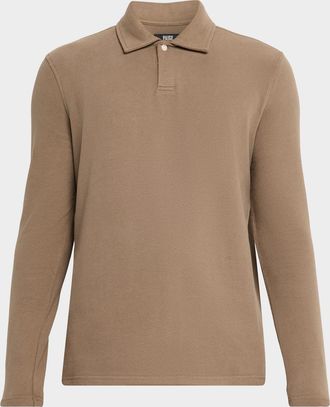 Paige Mens Hammond Sueded Jersey Long-Sleeve Polo Shirt