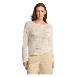 Kocca Round-neck Knitwear, female, White, Size: XS Maglia con ricamo lettering