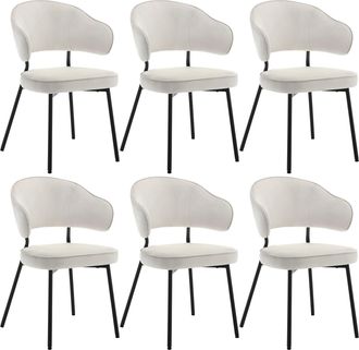 Woltu Woltu 6x Silla De Comedor Silla De Cocina Tapizada En Terciopelo Silla Acolchada Especial Para Sala De Estar Y Restaurante Blanco