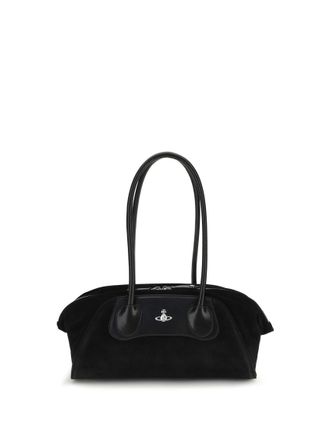 Vivienne Westwood Black Orb Plaque Large Shoulder Bag