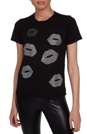 Lauren Moshi Croft Crystal Multi Lips Top in Black at Nordstrom, Size X-Small
