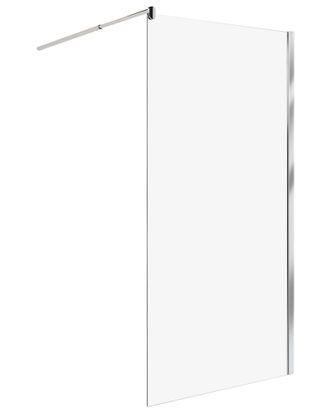 Beliani Box Doccia In Vetro Temperato Divisorio Senza Porta Argento 100 X 190 Cm Ahaus