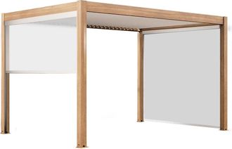 Oviala P&eacute;rgola bioclim&aacute;tica autoportante y motorizada 3x4m y 3 estores