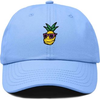 Dalix Pineapple Embroidered Dad Hat in Light Blue at Nordstrom
