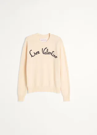 Valentino Maglione Girocollo In Lana Con Ricamo Chez Valentino Uomo BURRO XXL