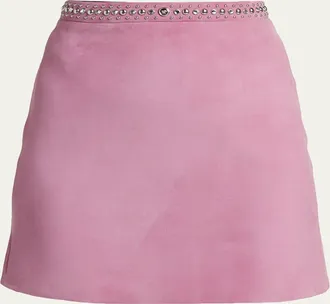 Versace Embellished Lamb Suede Mini Skirt