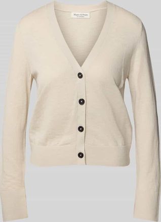 Marc O'Polo Slim Fit Strickjacke aus Baumwoll-Leinen-Mix in Sand, Größe XXL