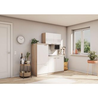 Respekta Cucina Mini Cucina Singola Rovere Bianco Frigorifero Luis 160 cm Respecta