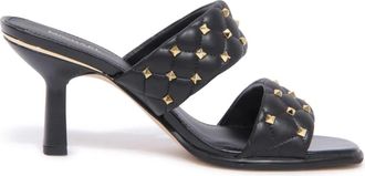 Michael Kors Amelia Sandalen met Gouden Noppen - Dames - Muiltjes - Zwart - 36 EU - Leer - Schoenen